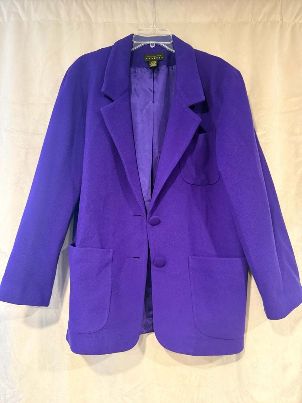 Vintage Compagnie Internationale EXPRESS Purple Wool Cashmere Blend Oversized Bl